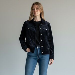 Chicos NWT Velveteen Moto Jacket Women’s Size 2 US 12/14 Deep Navy